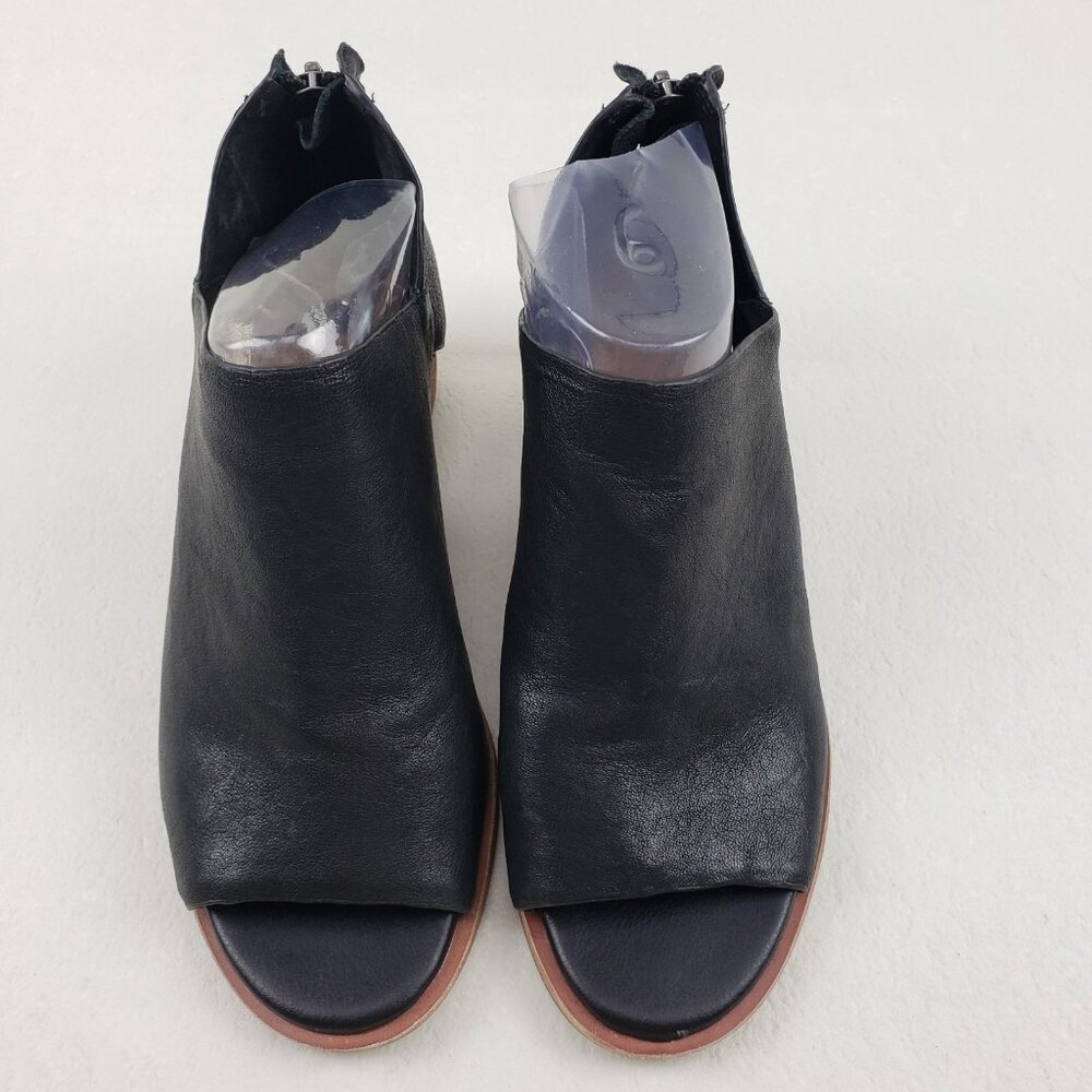 Sofft Carleigh Peep Toe Heel Womens 7.5 Black Leather Block Heel Zip Up Bootie - Picture 7 of 14